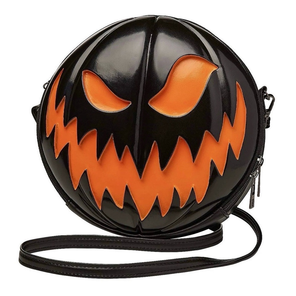 Jack-O-Lantern Crossbody Purse Bag Halloween Horror NEW 9”x9” Zipper Goth Punk